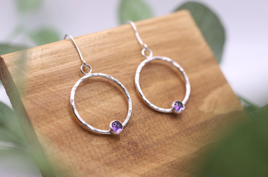 Recycled Silver and Amethyst Earrings