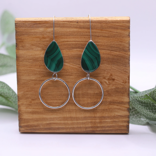 Malachite and Silver Earrings