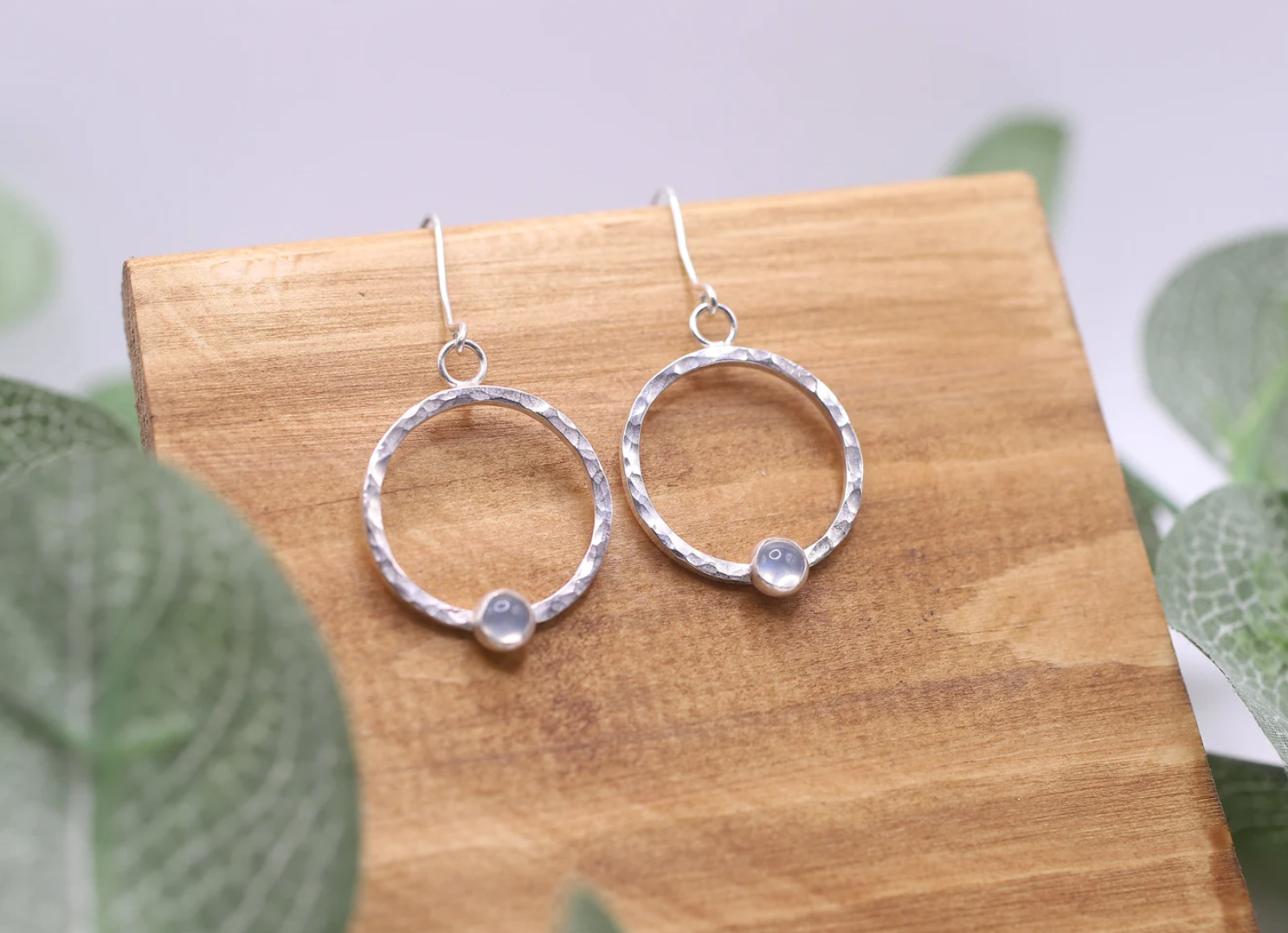 Moonstone and Eco Silver Earrings