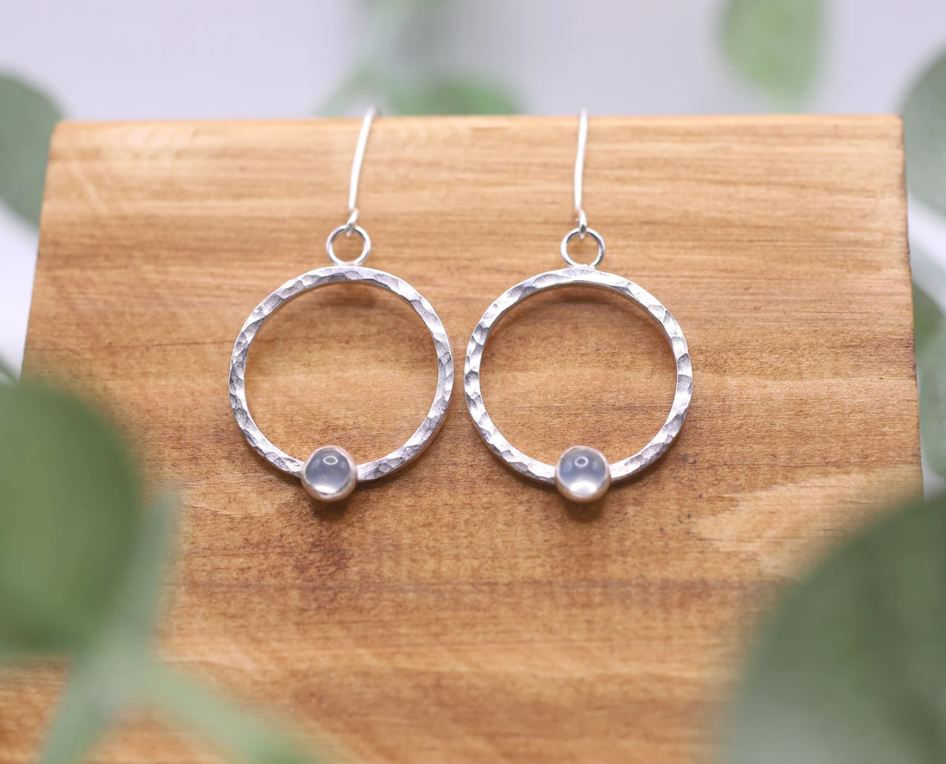 Moonstone and Eco Silver Earrings