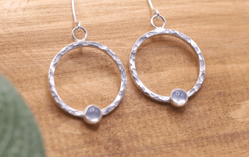 Moonstone and Eco Silver Earrings - Magnolia Studios