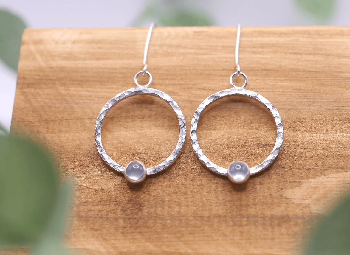 Moonstone and Eco Silver Earrings - Magnolia Studios