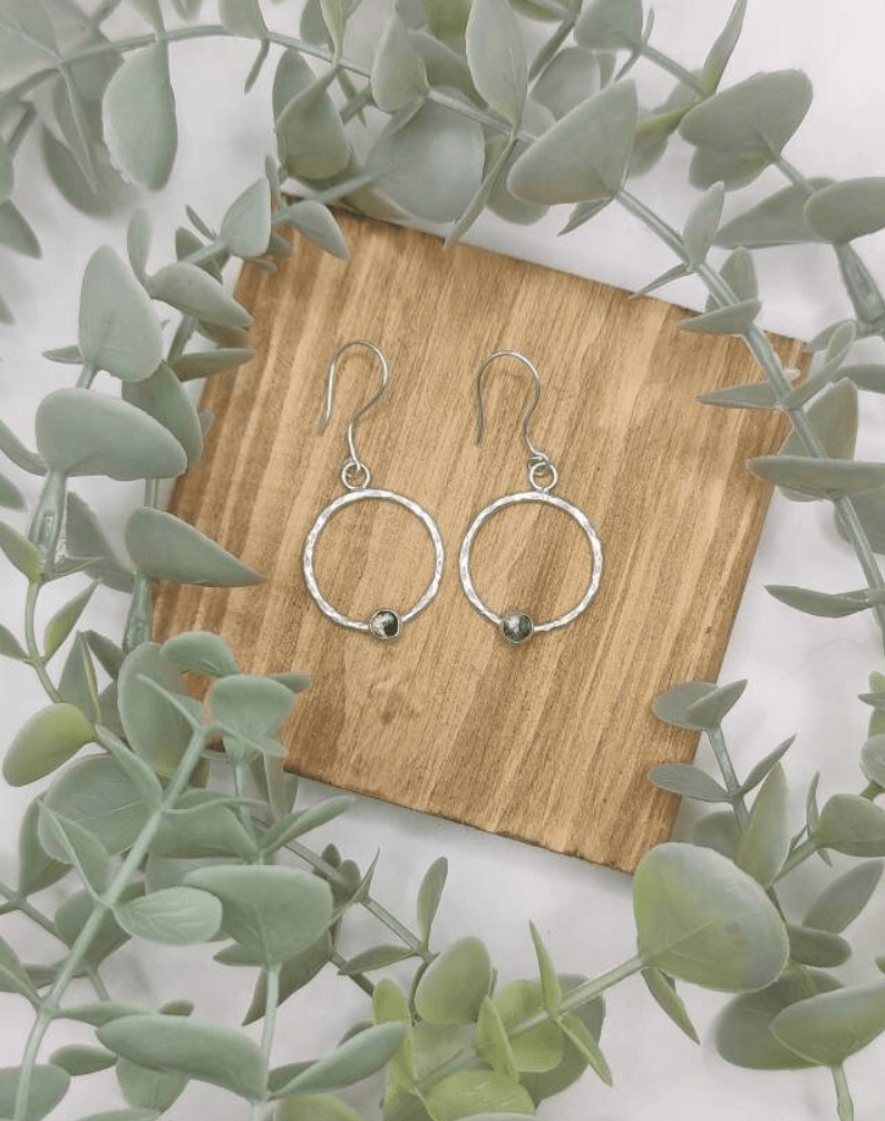 Moss Agate and Eco Silver Earrings - Magnolia Studios